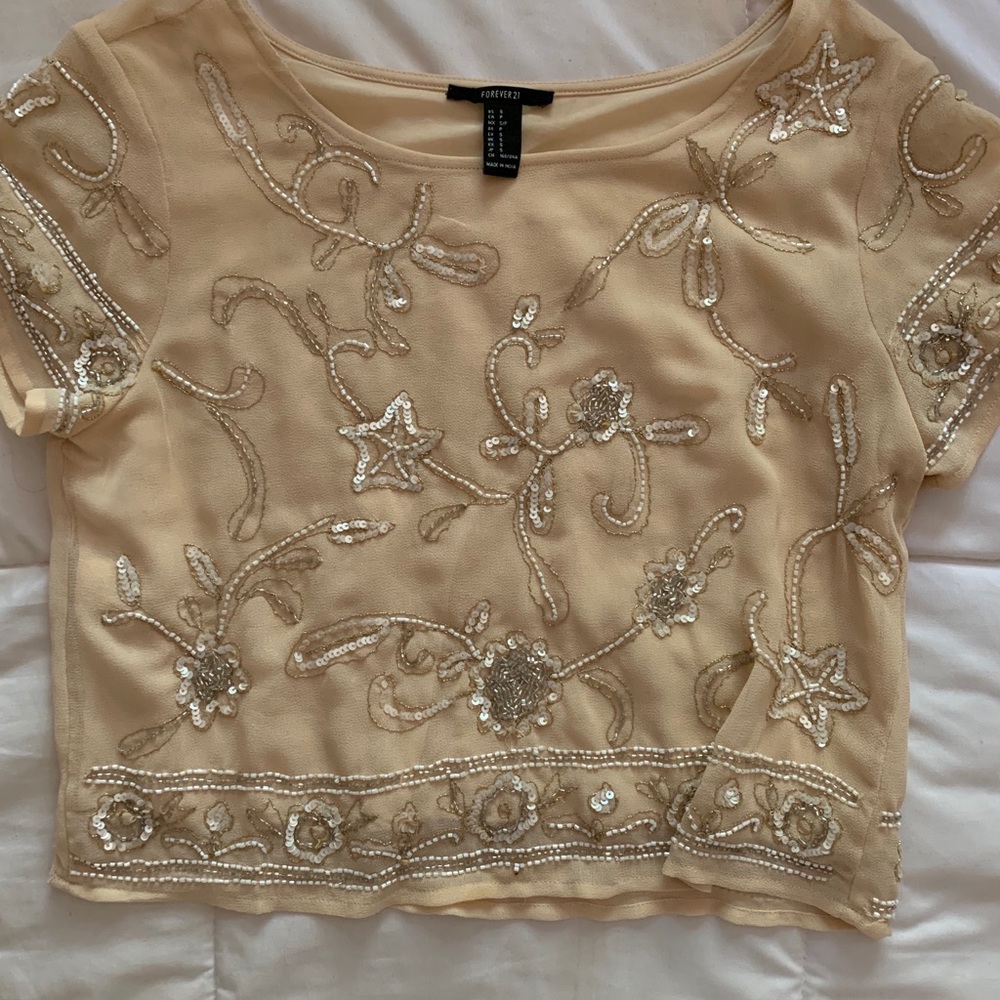 Forever 21 Short Sleeve Sparkly Blouse Size Small